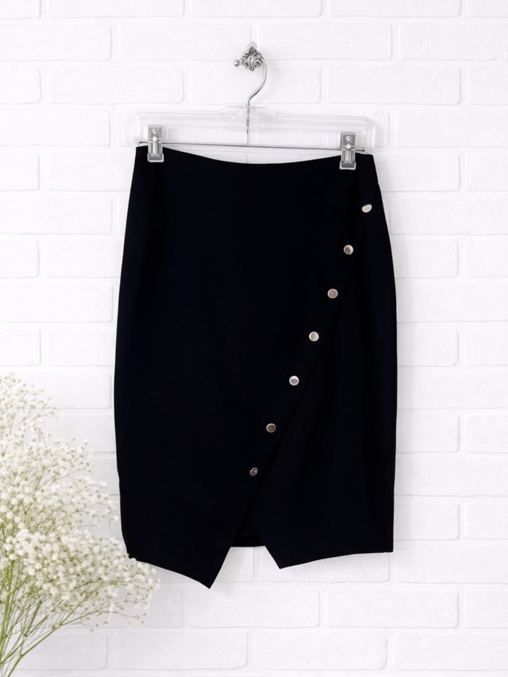 Rebecca Minkoff Camilla Asymmetrical Snap Button Pencil Skirt Size 10